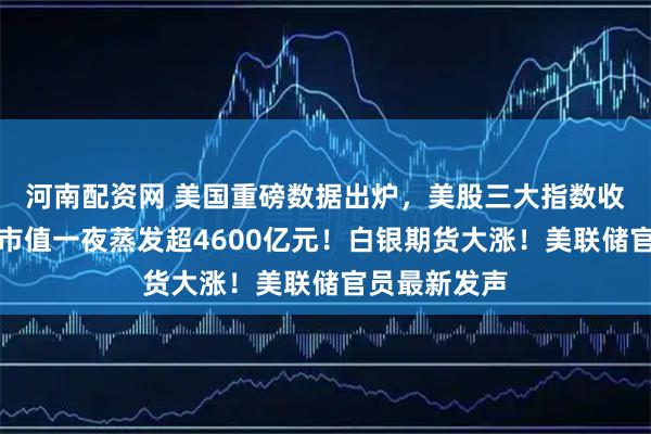 河南配资网 美国重磅数据出炉，美股三大指数收跌，特斯拉市值一夜蒸发超4600亿元！白银期货大涨！美联储官员最新发声