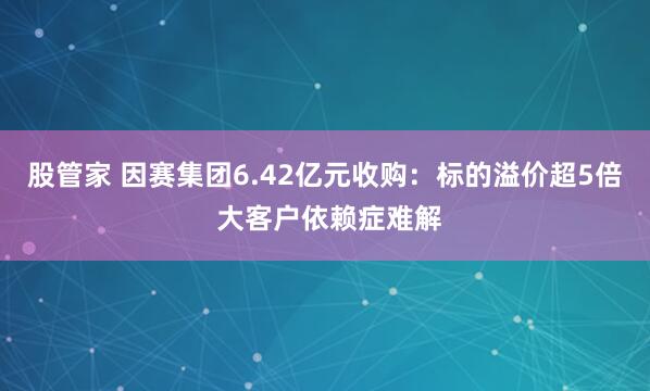 股管家 因赛集团6.42亿元收购:标的溢价超5倍 大客户依赖症难解