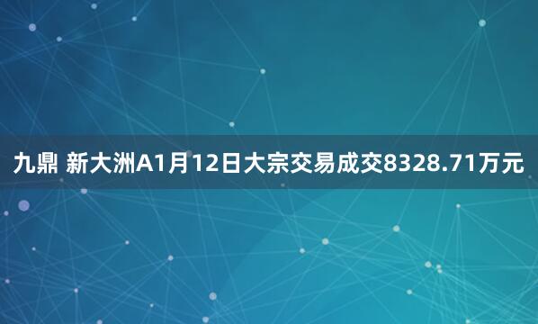 九鼎 新大洲A1月12日大宗交易成交8328.71万元